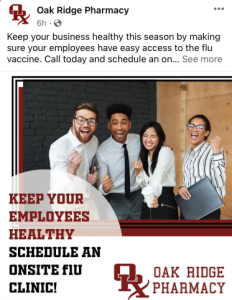 Facebook Local social media flu clinic post example