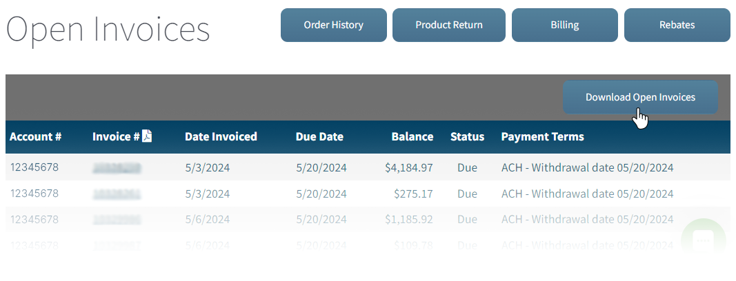 ipc my account open invoices download