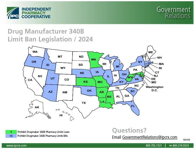 340B Legislation Prohibiting Drugmaker Pharmacy Restrictions - Map - Government Relations - 20241004 (1)