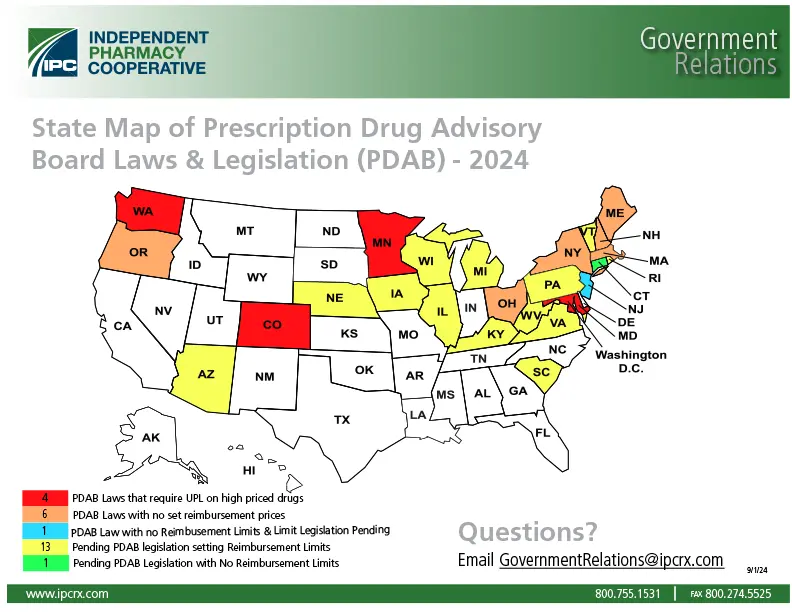 Government Relations - Map - Prescription Drug Advisory Board Laws & Regulations