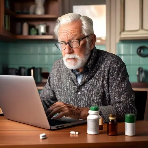 older man at computer on telehealth visit