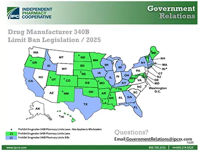 340B Legislation Prohibiting Drugmaker Pharmacy Restrictions - Map - Government Relations - 072025