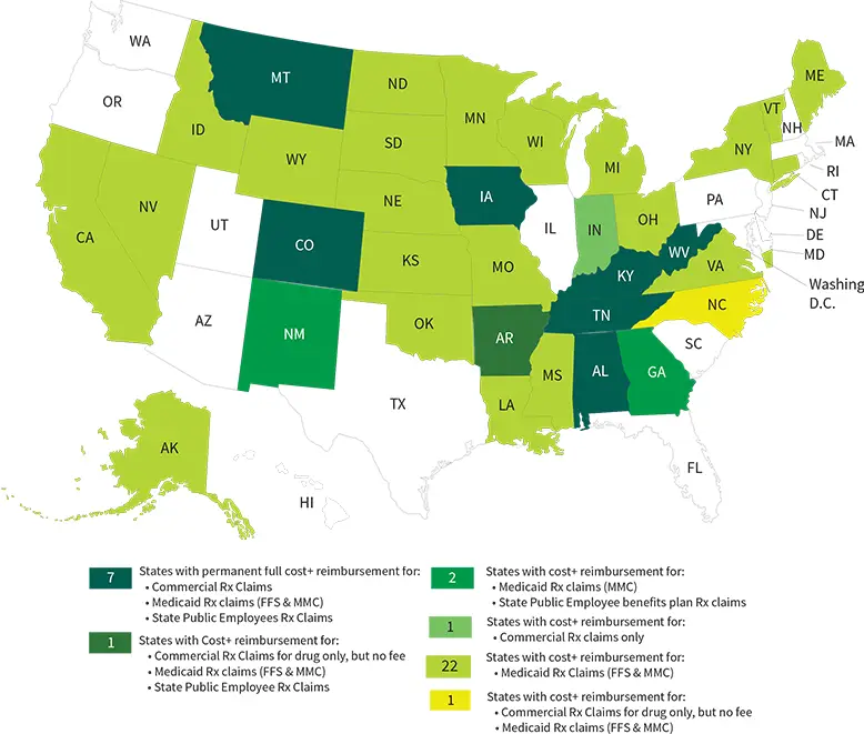 States with Rx Cost+ Reimbursement Mandates