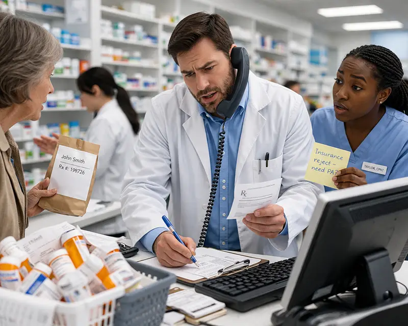 pharmacist being interrupted