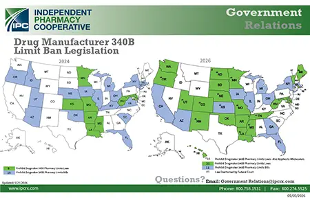 340B Legislation Prohibiting Drugmaker Pharmacy Restrictions Comparison - Map - Government Relations - 202605