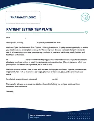 Medicare Open Enrollment - Patient Letter - Pharmacy Services - Thumbnail